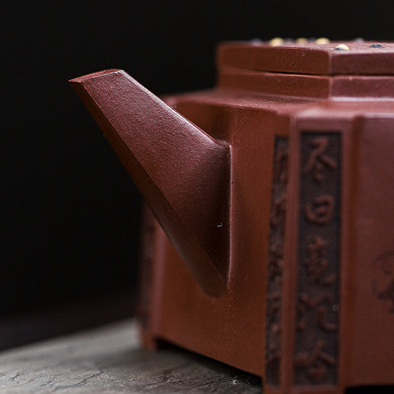 Buddha Stones Yixing, todo hecho a mano, Gomoku, juego de ajedrez, tetera cuadrada de Kung Fu de arcilla púrpura, 280ml