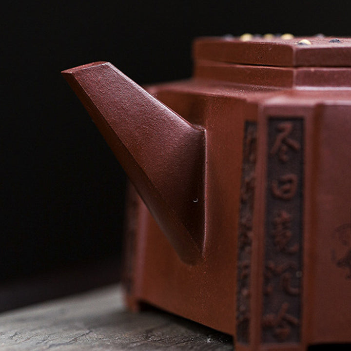 Buddha Stones Yixing, todo hecho a mano, Gomoku, juego de ajedrez, tetera cuadrada de Kung Fu de arcilla púrpura, 280ml