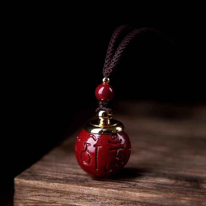 Buddha Stones cinabrio Om Mani Padme Hum atraen la bendición de la fortuna colgante de collar de cuentas de la suerte