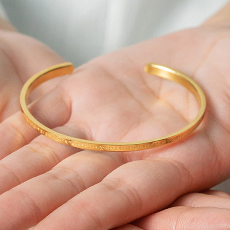 Pulsera de protección de bendición de acero titanio con grabado de seis palabras verdaderas de Buddha Stones