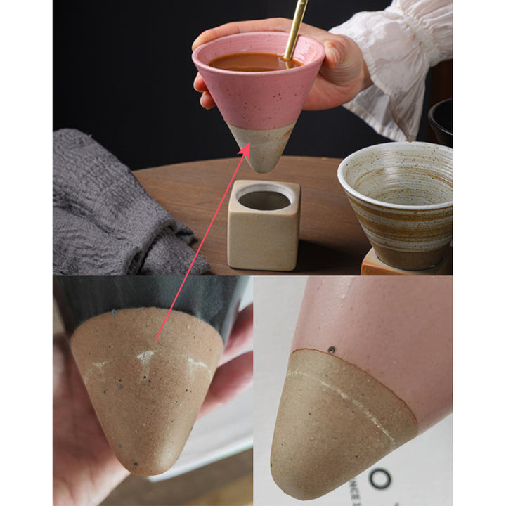 Taza de café de cerámica con degradado Vintage de Buddha Stones, taza de café expreso con leche y té con Base de 200ml