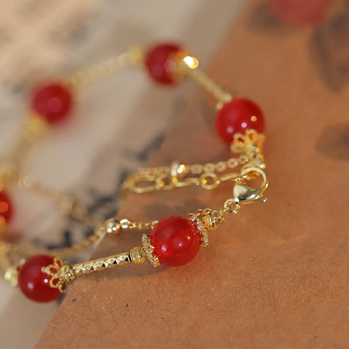 Pulsera de autoaceptación con dije de personaje Fu de ágata roja con Buddha Stones