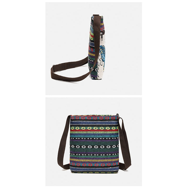 Bolso bandolera de lona bordado con mariposa de elefante, bolso bandolera