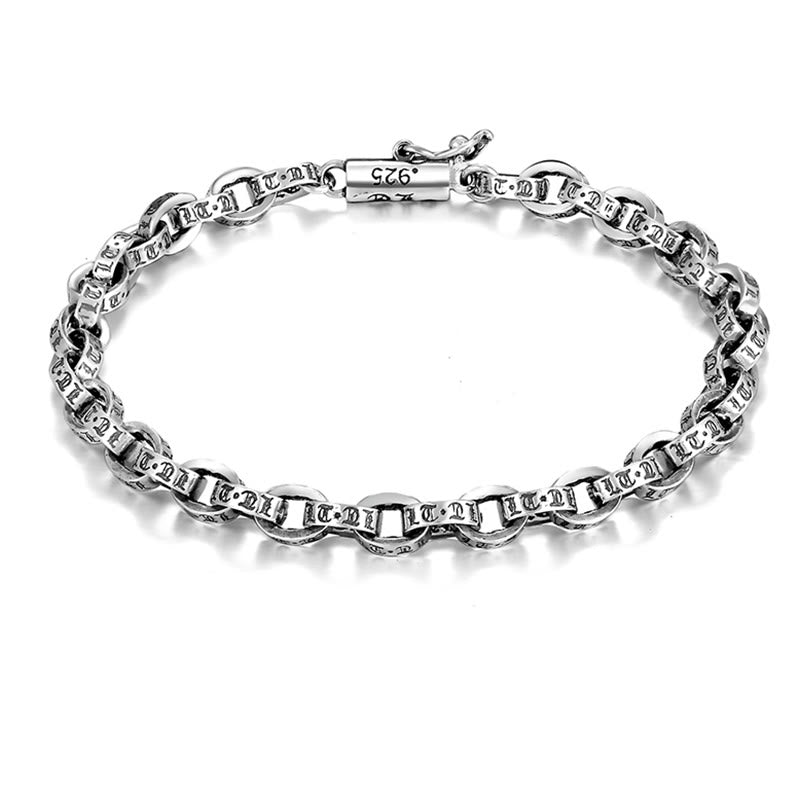 Pulsera de metal creativa con diseño tallado de Om Mani Padme Hum de plata de ley 925 con Buddha Stones - image 1
