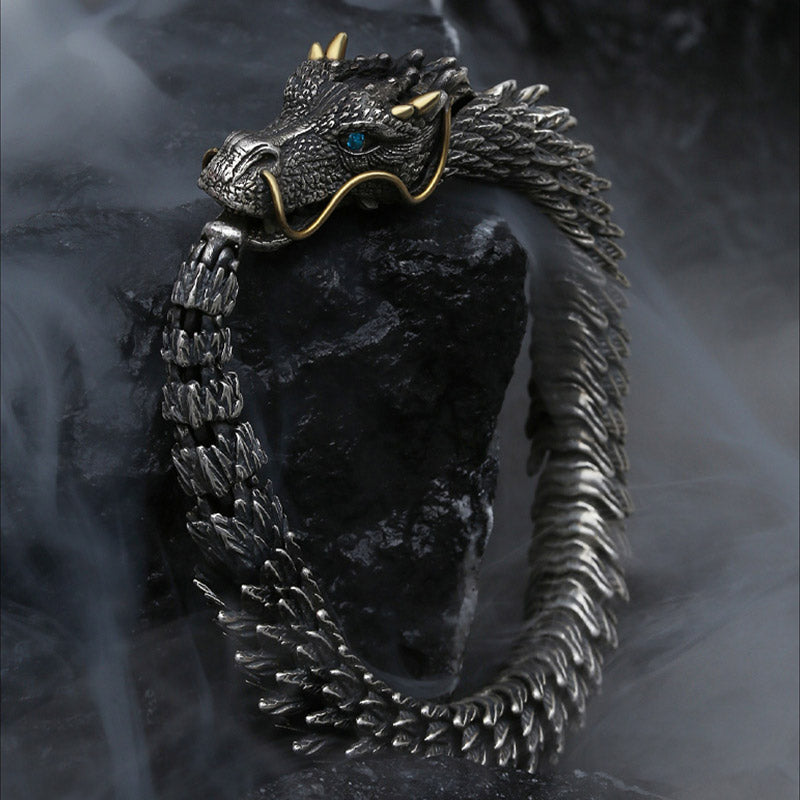 Pulsera de cadena de protección de la suerte con amuleto hecho a mano de dragón nórdico de Buddha Stones