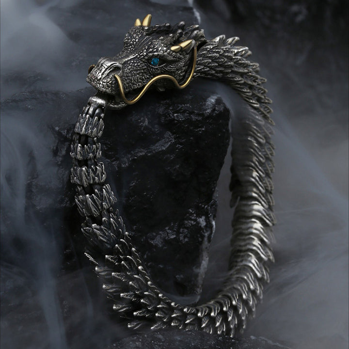 Pulsera de cadena de protección de la suerte con amuleto hecho a mano de dragón nórdico de Buddha Stones