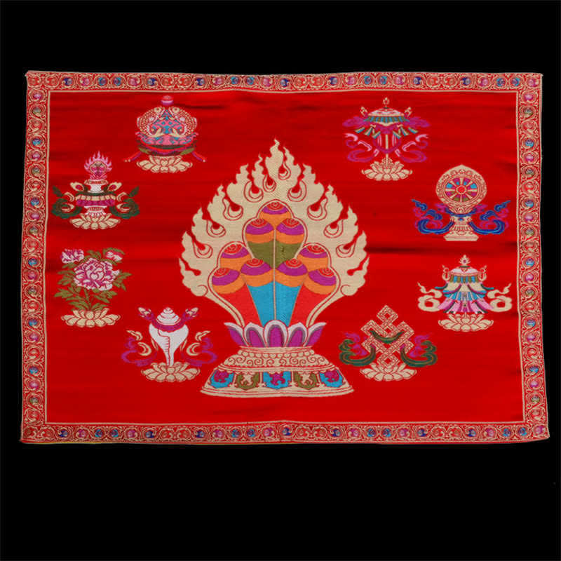 Tapete para altar de oración, meditación curativa, tapete con 8 símbolos auspiciosos