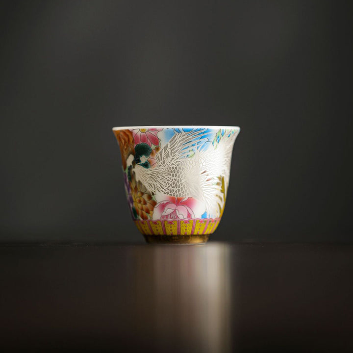 Taza de té de cerámica con flores de Fénix y dragón de Buddha Stones , taza de té de Kung Fu de 50ml