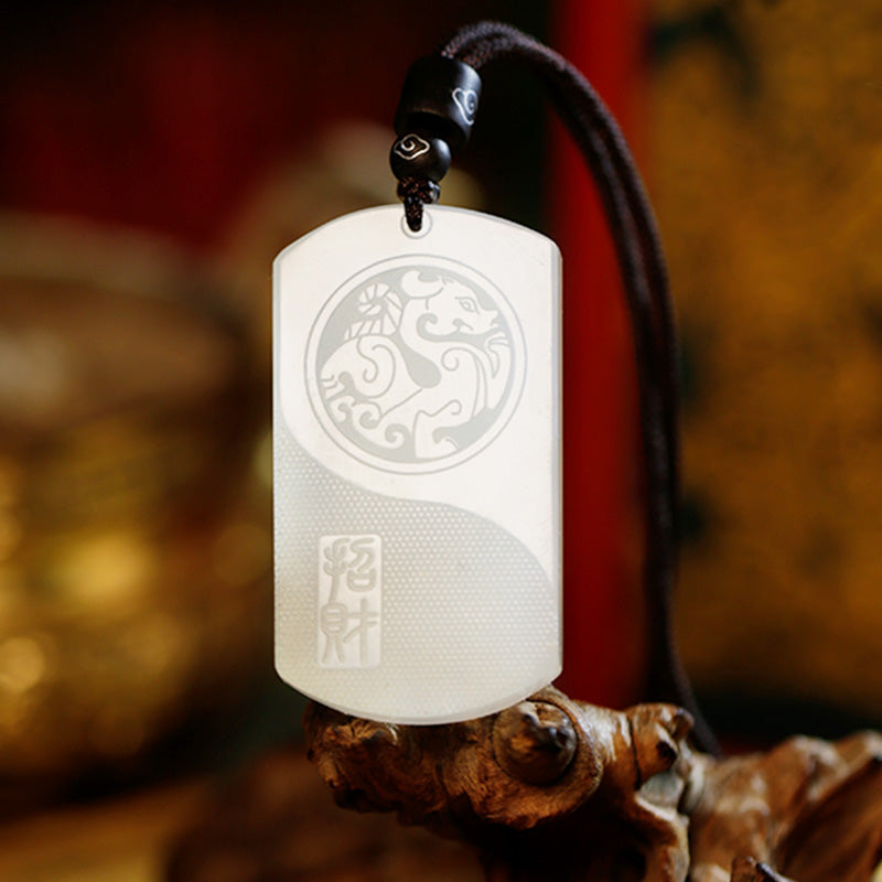 Colgante de collar de protección de la suerte de Jade blanco PiXiu Yin Yang - Jade Blanco (Protección ♥ Felicidad) - image 1
