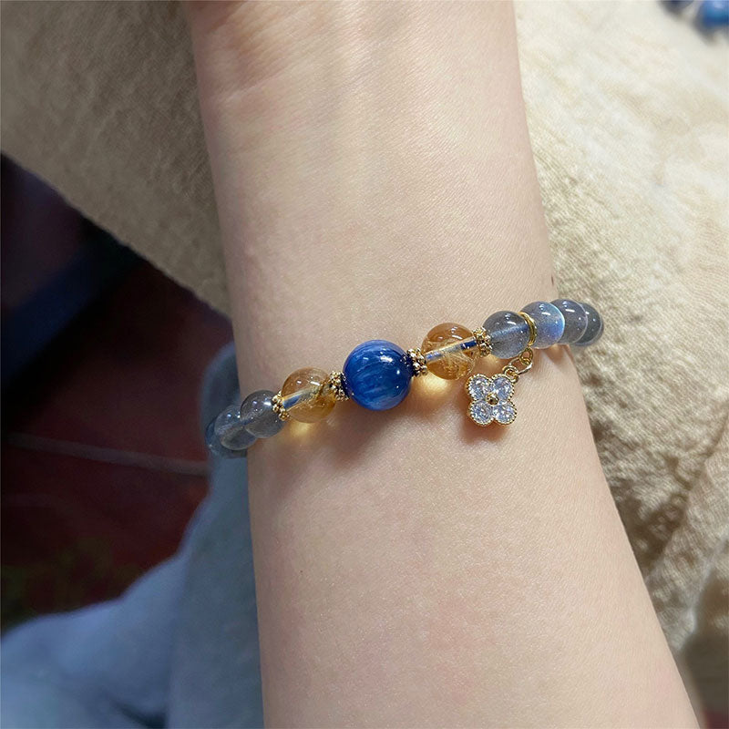 Pulsera de cuentas curativas de Chram de flor de piedra lunar natural