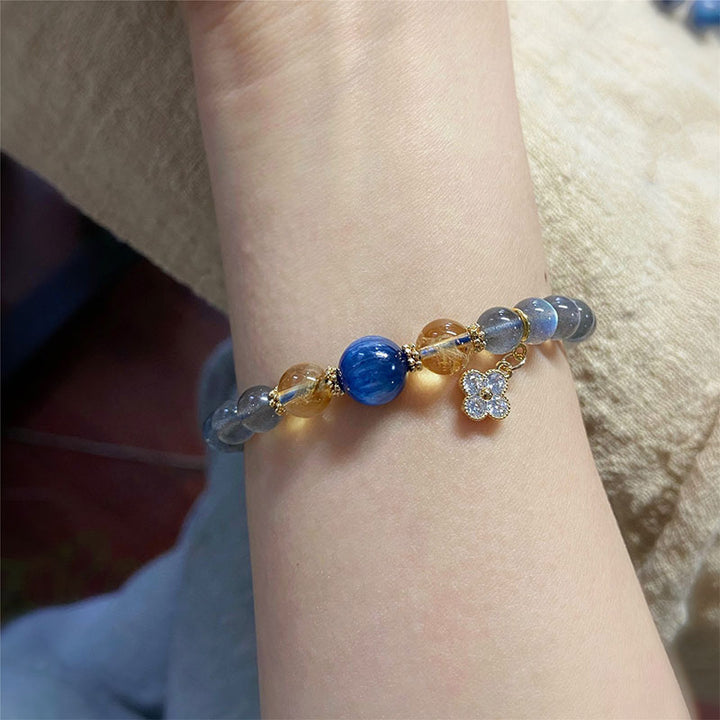 Pulsera de cuentas curativas de Chram de flor de piedra lunar natural