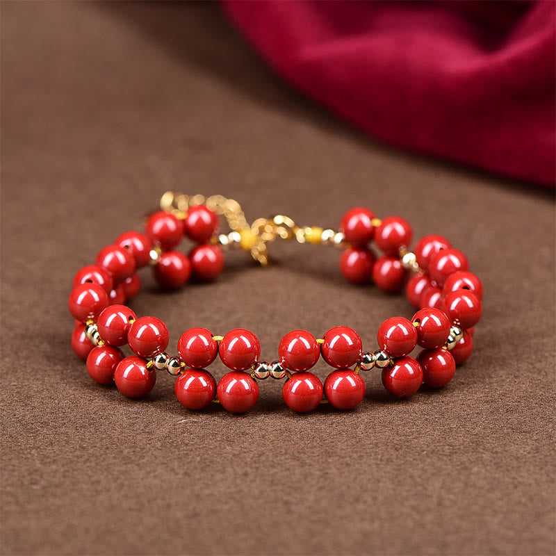Pulsera de bendición con cuentas de cinabrio natural de Buddha Stones