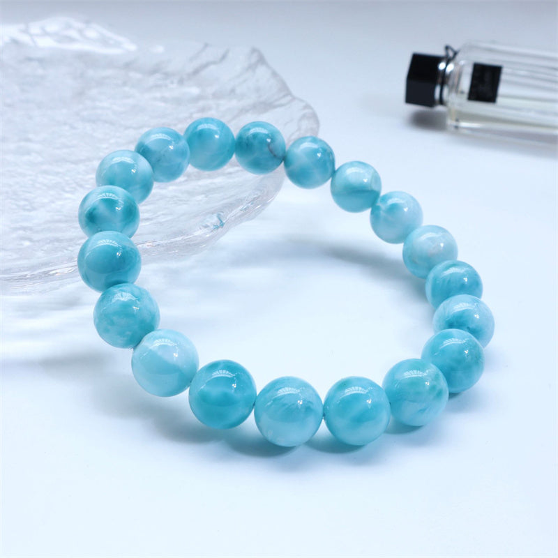 Pulsera de confianza de sabiduría de Larimar natural con Buddha Stones