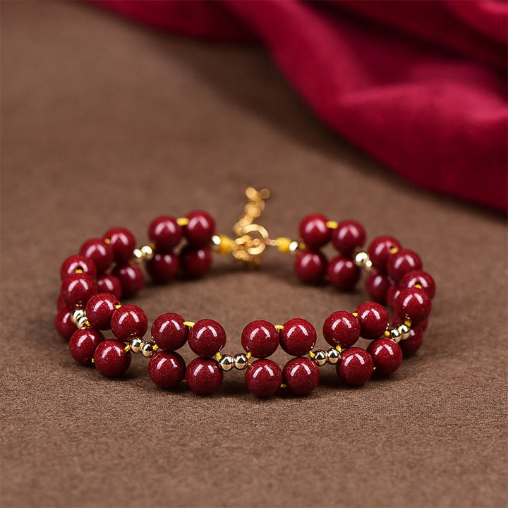 Pulsera de bendición con cuentas de cinabrio natural de Buddha Stones