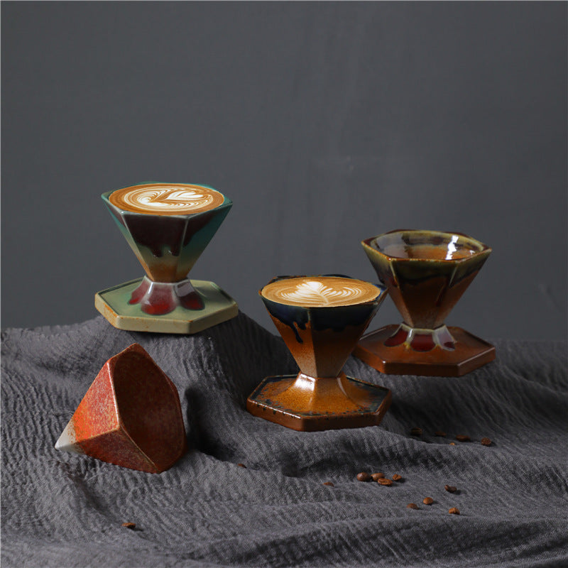 Taza de café y té de cerámica con diseño hexagonal de Buddha Stones, taza de café con base de 170ml