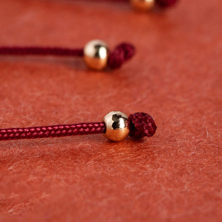 Pulsera de hilo con Buddha Stones Granate cinabrio PiXiu Blessing Calm