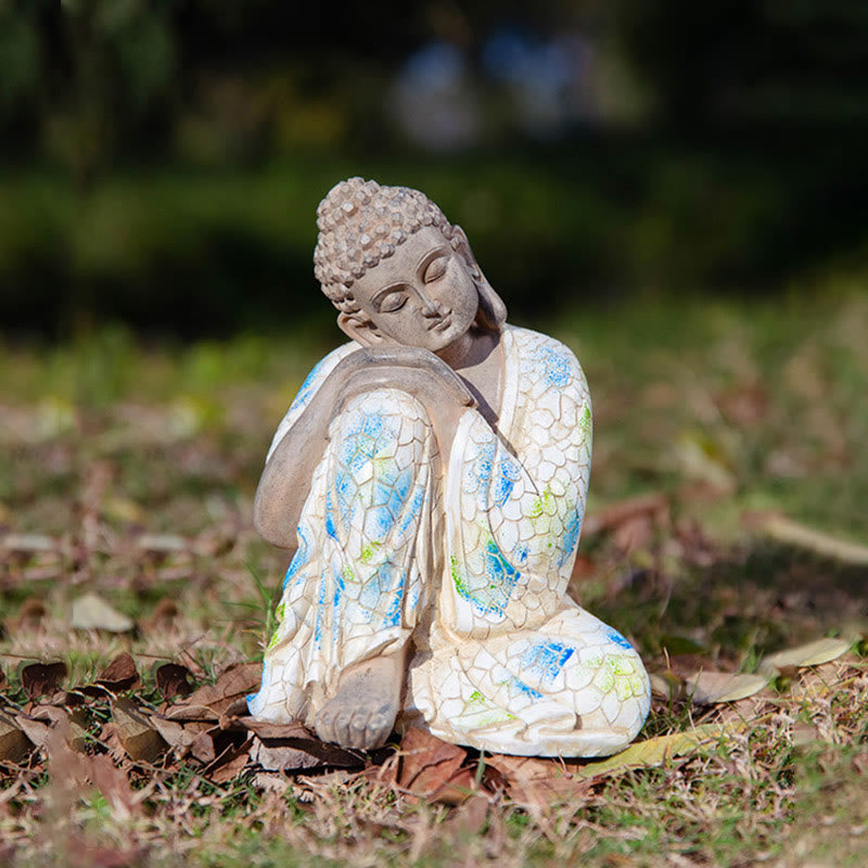 Estatua de resina de serenidad de Buda Zen meditando, decoración del hogar - Buda durmiente mediano 15*15*21CM - image 14