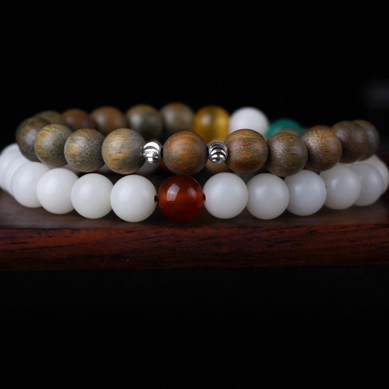 Pulsera de la suerte para despertar con semillas de Bodhi de sándalo verde