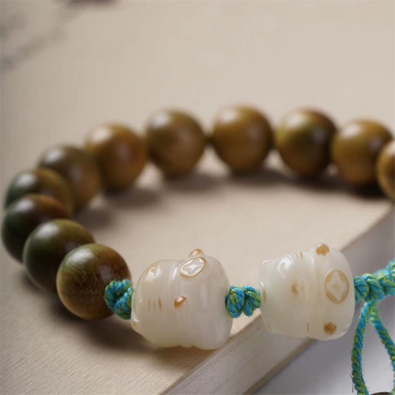 Pulsera positiva con Buddha Stones, sándalo verde, semilla Bodhi, gato de la suerte - image 4