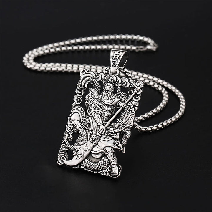 Colgante de collar de riqueza con Buddha Stones, dragón Guan Gong, nubes propicias