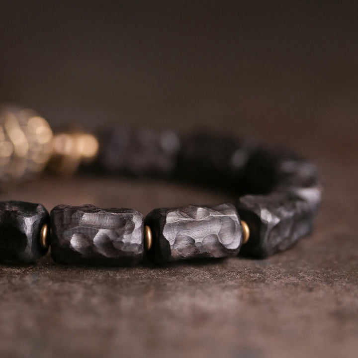 Pulsera de pareja con protección de equilibrio de cobre y madera de ébano con Buddha Stones