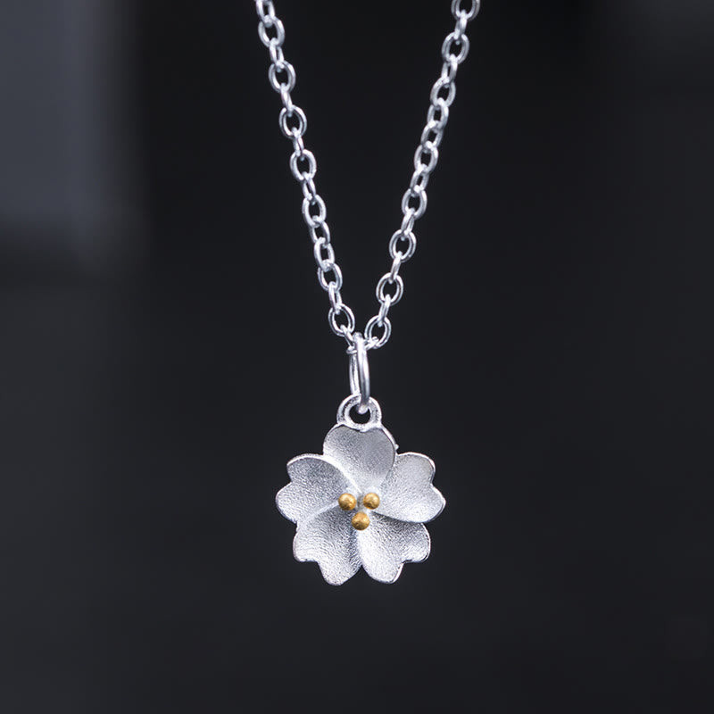 Colgante de plata de ley 925 con Buddha Stones , flor de cerezo, bendición de flores - Flor de cerezo - image 0