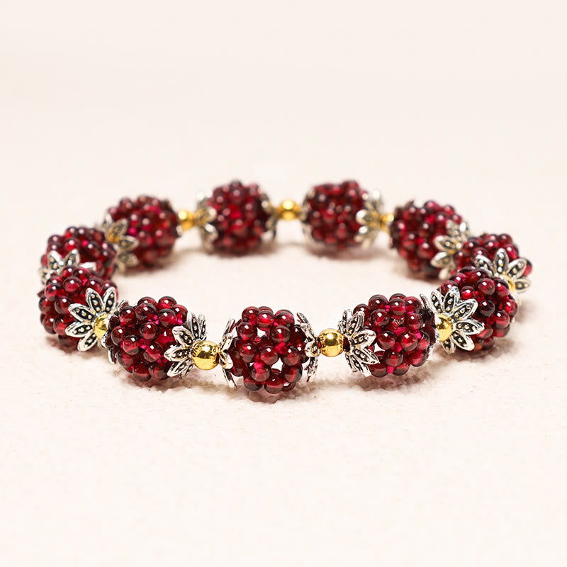 Pulsera curativa de granate natural con Buddha Stones
