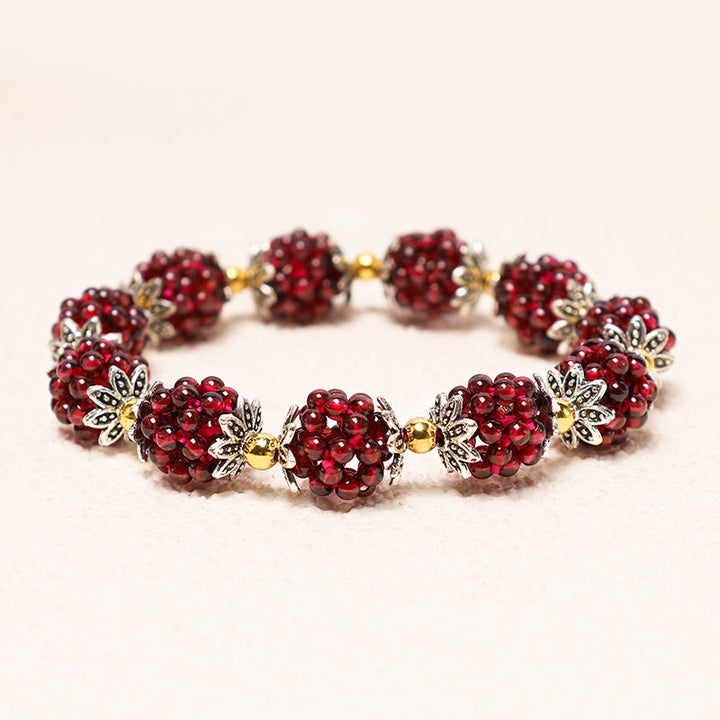 Pulsera curativa de granate natural con Buddha Stones
