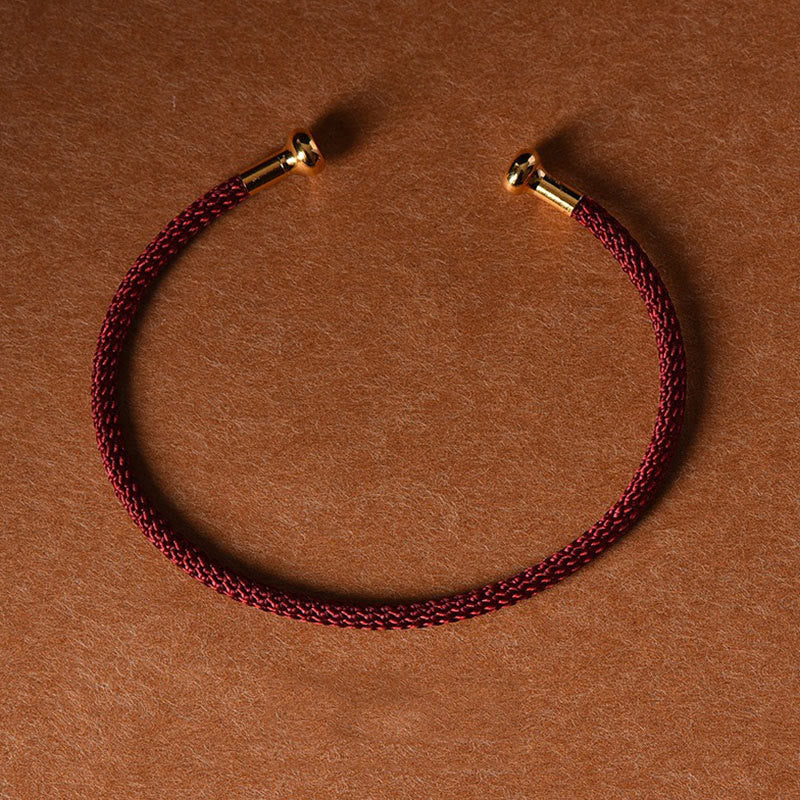 Pulsera de cuerda trenzada de la suerte hecha a mano con diseño simple de Buddha Stones - Rojo oscuro - image 8
