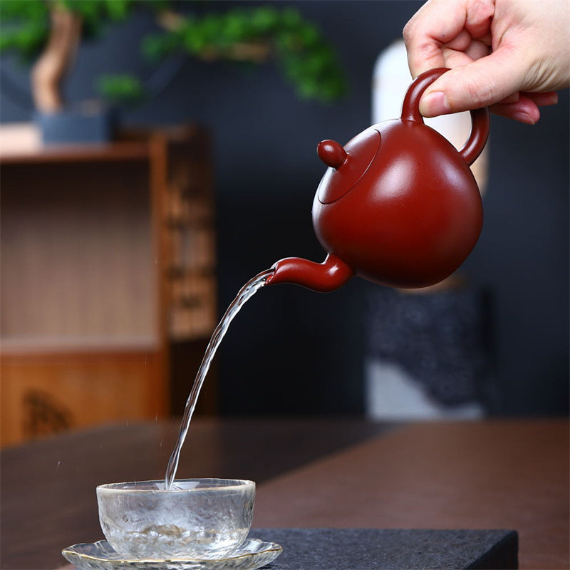 Tetera de kungfú de arcilla púrpura marrón semihecha Yixing con Buddha Stones 200ml