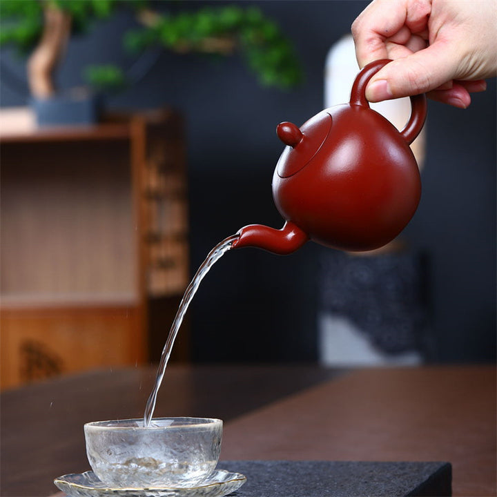 Tetera de kungfú de arcilla púrpura marrón semihecha Yixing con Buddha Stones 200ml