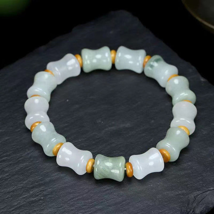 Pulsera de la suerte de la abundancia del patrón de bambú de la cáscara de coco del jade de las Buddha Stones