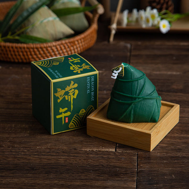 Vela perfumada con patrón Zongzi del Festival del Barco del Dragón de Buddha Stones , regalo para familiares y amigos
