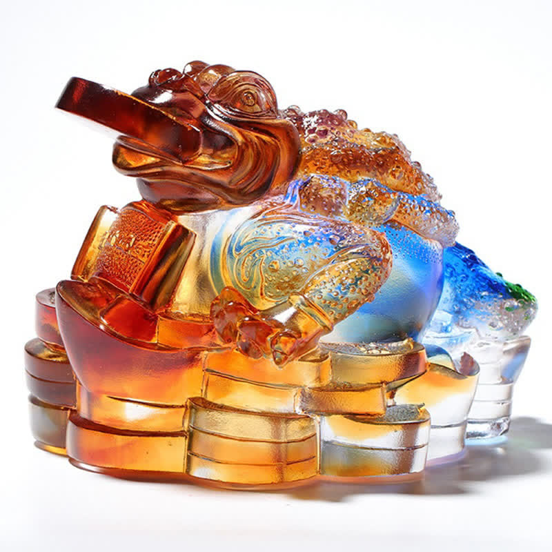Feng Shui Rana hecha a mano Liuli Crystal Art Piece Riqueza Decoración de la Oficina del Hogar