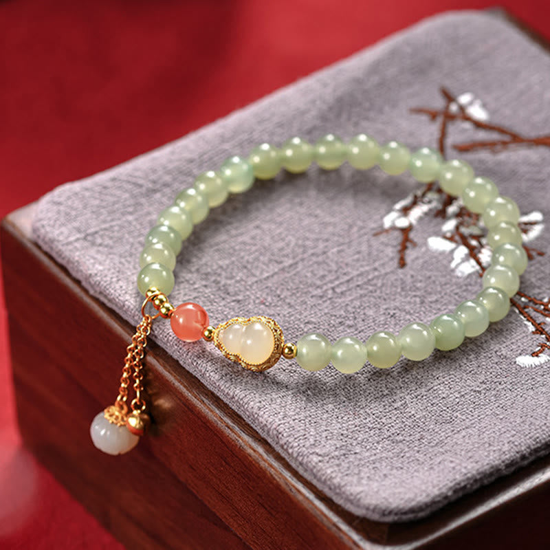 Pulsera de la suerte de la abundancia del loto de la calabaza del jade hetiano de plata de ley 925 - image 11