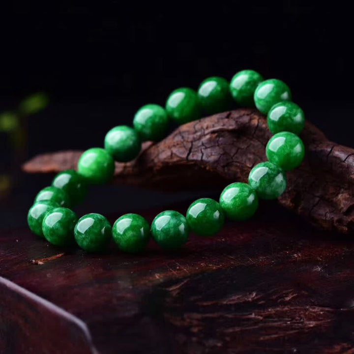 Pulsera de armonía tranquila con cuentas de jade cian y piedras de Buddha Stones