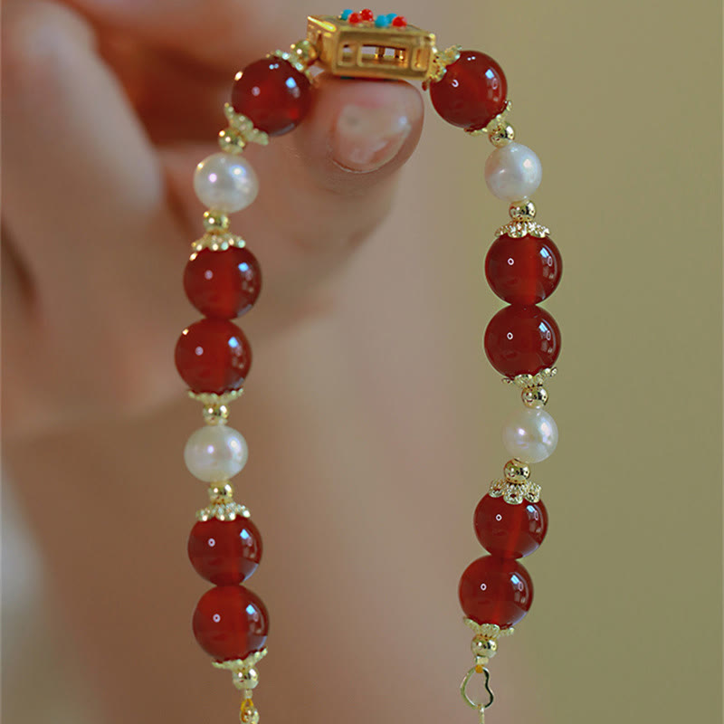 Pulsera Autoaceptación Confianza Perla Ágata Roja Buddha Stones