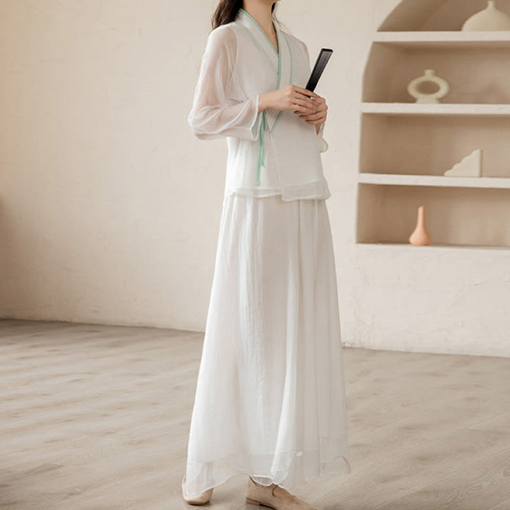 Conjunto de ropa de gasa para mujer, ropa de práctica de meditación espiritual Zen, Buddha Stones, oración Retro