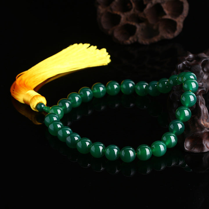 Ágata verde Natural muñeca Mala Power borlas bolsillo Mala decoración del coche