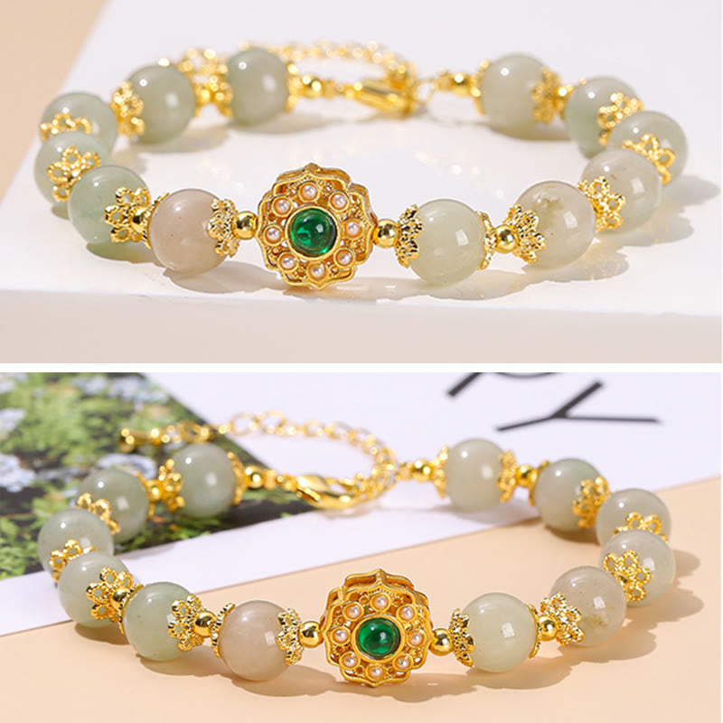 Pulsera de cadena con cuentas de prosperidad de jade natural con Buddha Stones