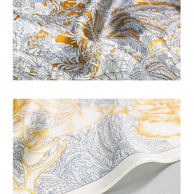 Bufanda de seda de morera 100% con pintura al óleo de jungla de Buddha Stones , bufanda de cuello de seda de doble cara de grado superior 6A - image 3