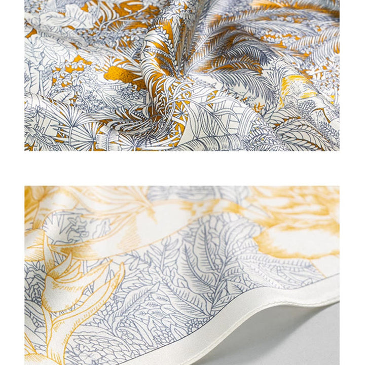 Bufanda de seda de morera 100% con pintura al óleo de jungla de Buddha Stones , bufanda de cuello de seda de doble cara de grado superior 6A - image 3