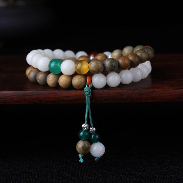 Pulsera de la suerte para despertar con semillas de Bodhi de sándalo verde