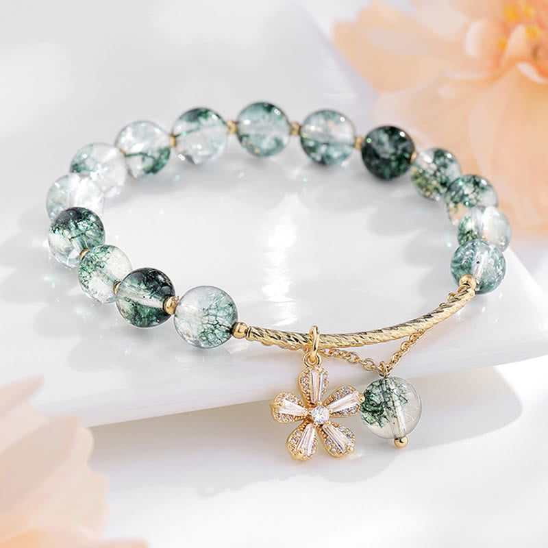 Pulsera con dije de confianza de cristal fantasma verde de Buddha Stones