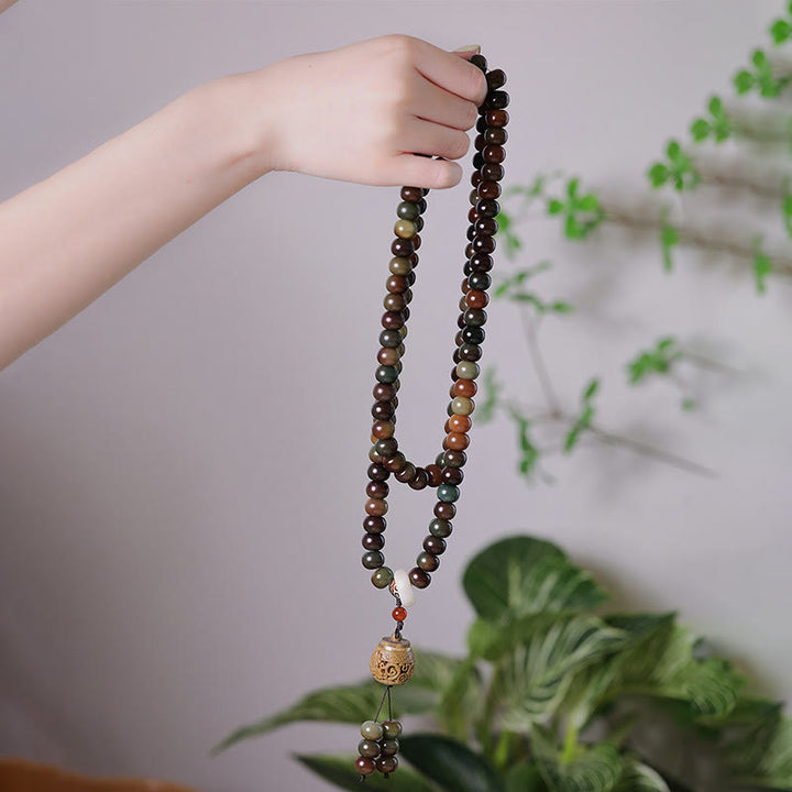Buddha Stones 108 cuentas Mala Color Dunhuang semilla Bodhi cuenta Dzi mantener alejados los espíritus malignos pulsera