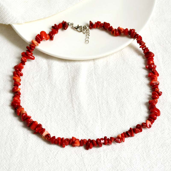 Collar de la suerte con piedras de cristal natural de Buddha Stones - Coral rojo - image 11