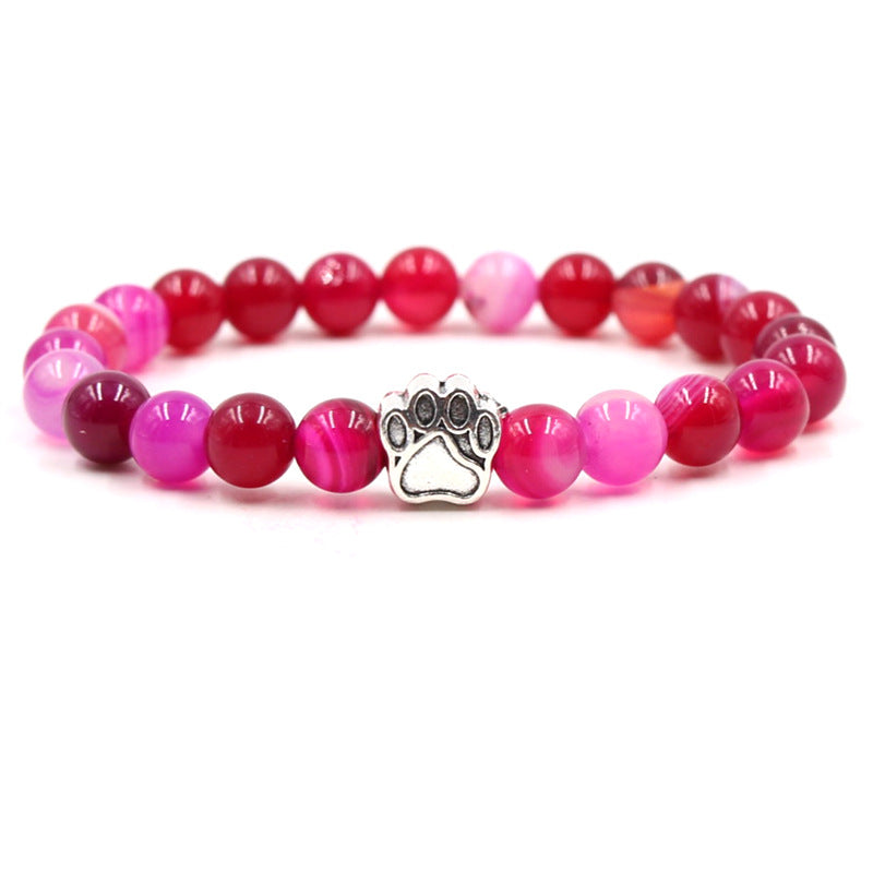 Pulsera de calma positiva con pata de perro de ágata verde de ágata india