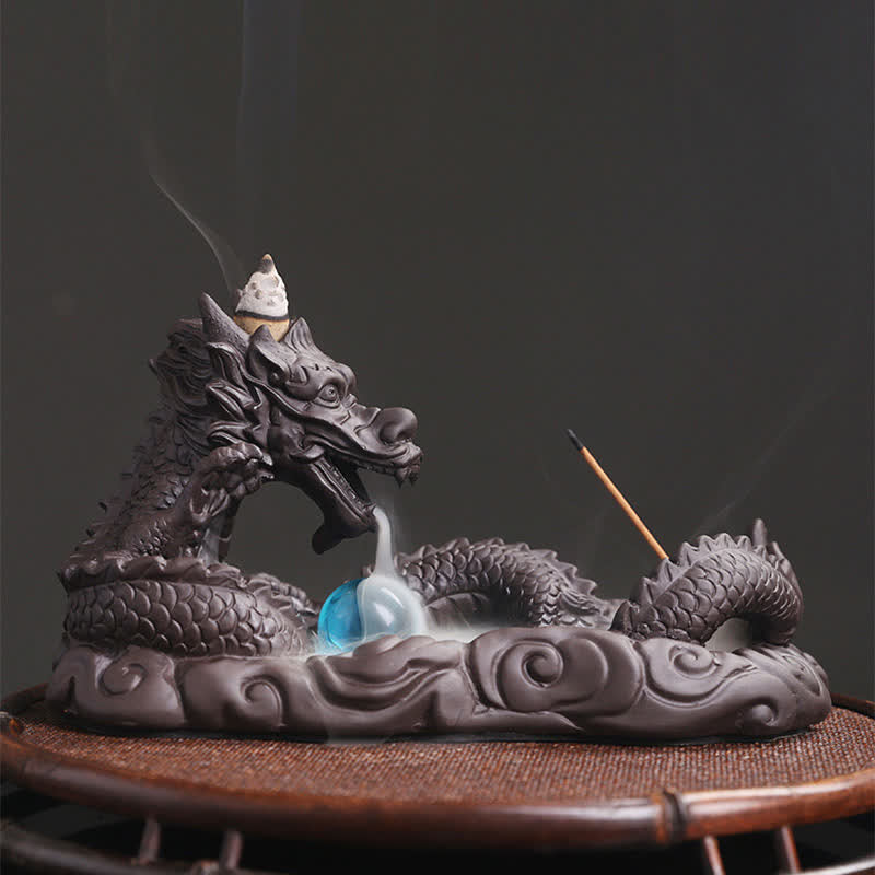 Decoración del quemador de incienso con protección de flores de Dragon Playing Ball