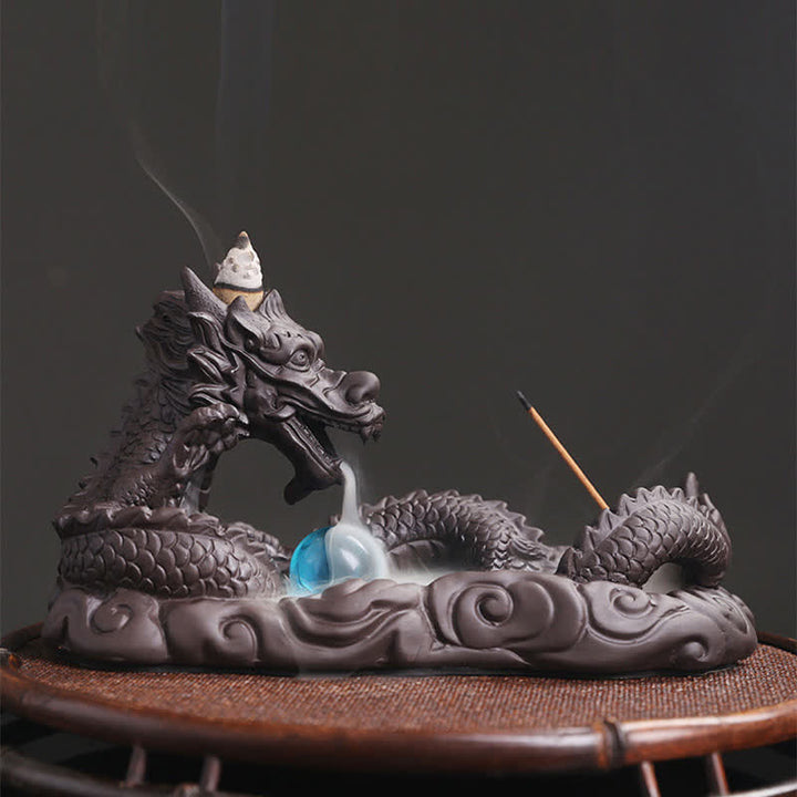 Decoración del quemador de incienso con protección de flores de Dragon Playing Ball