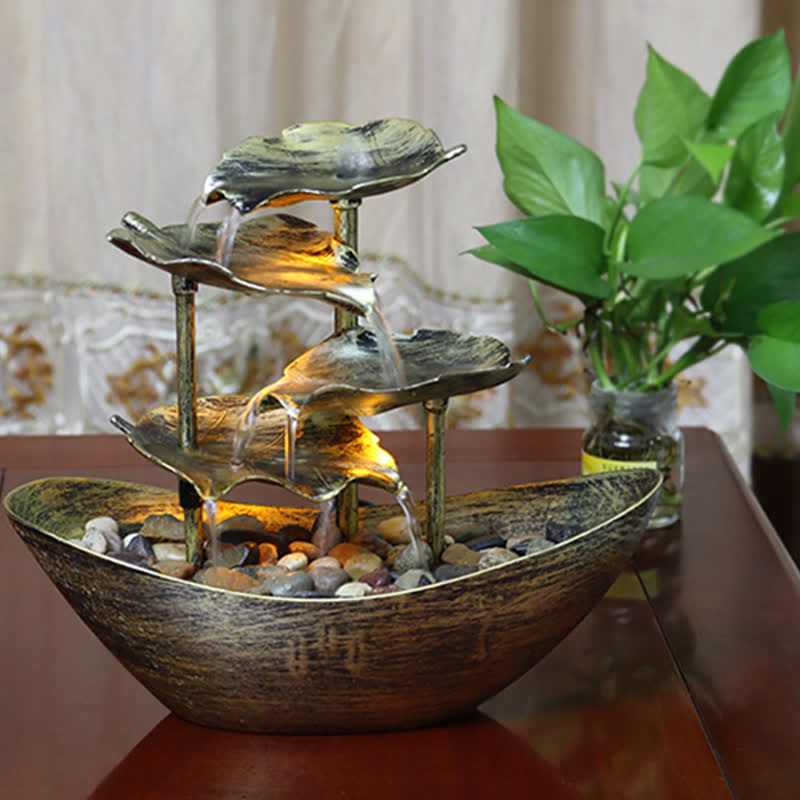 Fuente de cascada con forma de hoja de loto y Buddha Stones, adorno de mesa con luz LED, decoración para el hogar y la oficina. - image 7